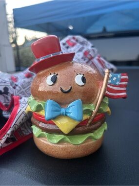 Patriotic Burger Figurine - Red, Blue, Yellow, Green
